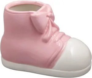 Fox Valley Traders Heirloom Baby Bootie, Classic Keepsake Shoe, Ceramic, Pink