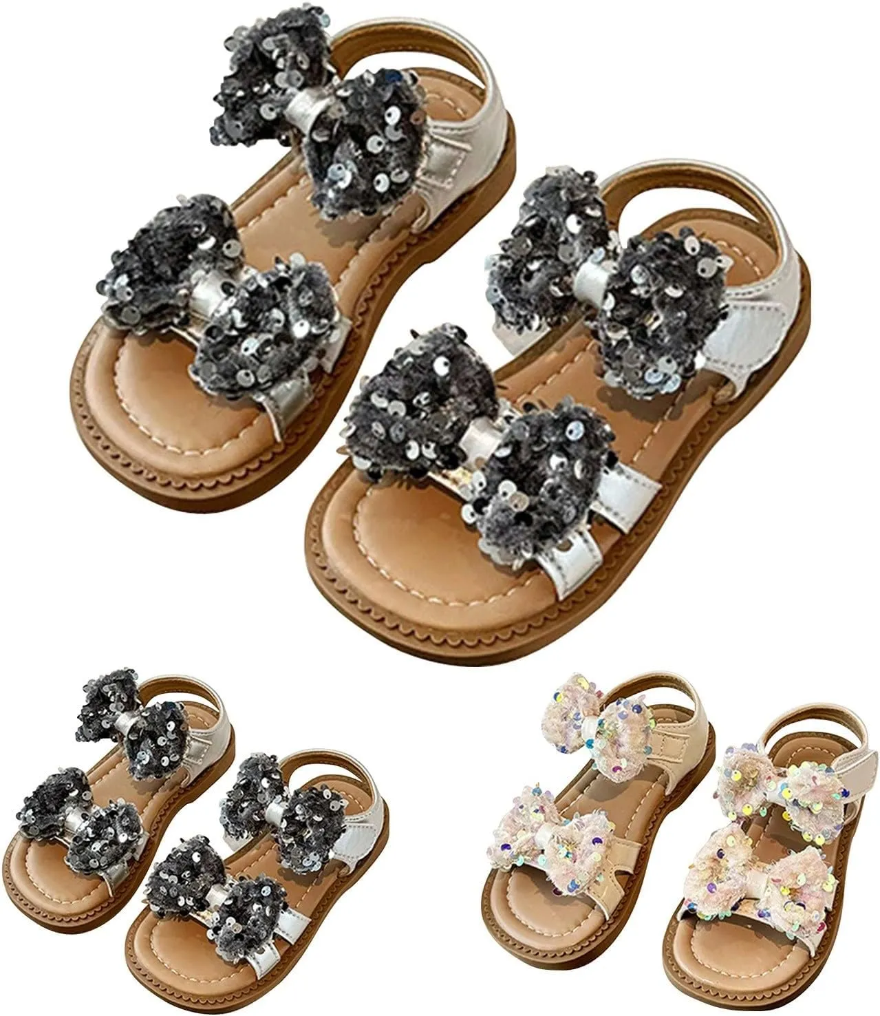 Girls Ballet Shoes Girls Sequins Sandals Summer For Children Wearing Beach Shoes Pearl Soft Sole Sandals Shoes