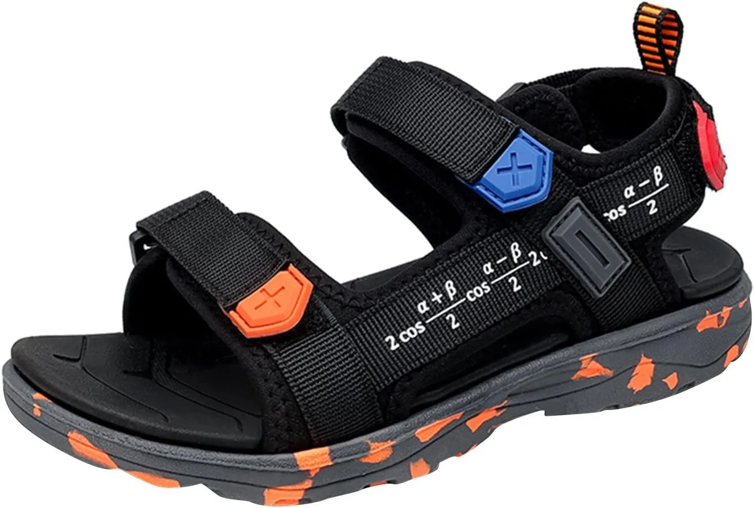 Girls Boys Sandals Open Toes Soft Bottom Platform Sandal Slip On Lightweight Flat Sport Shoes for Kids Toddler (Black, 4.5 Big Kids)