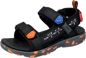 Girls Boys Sandals Open Toes Soft Bottom Platform Sandal Slip On Lightweight Flat Sport Shoes for Kids Toddler (Black, 4.5 Big Kids)