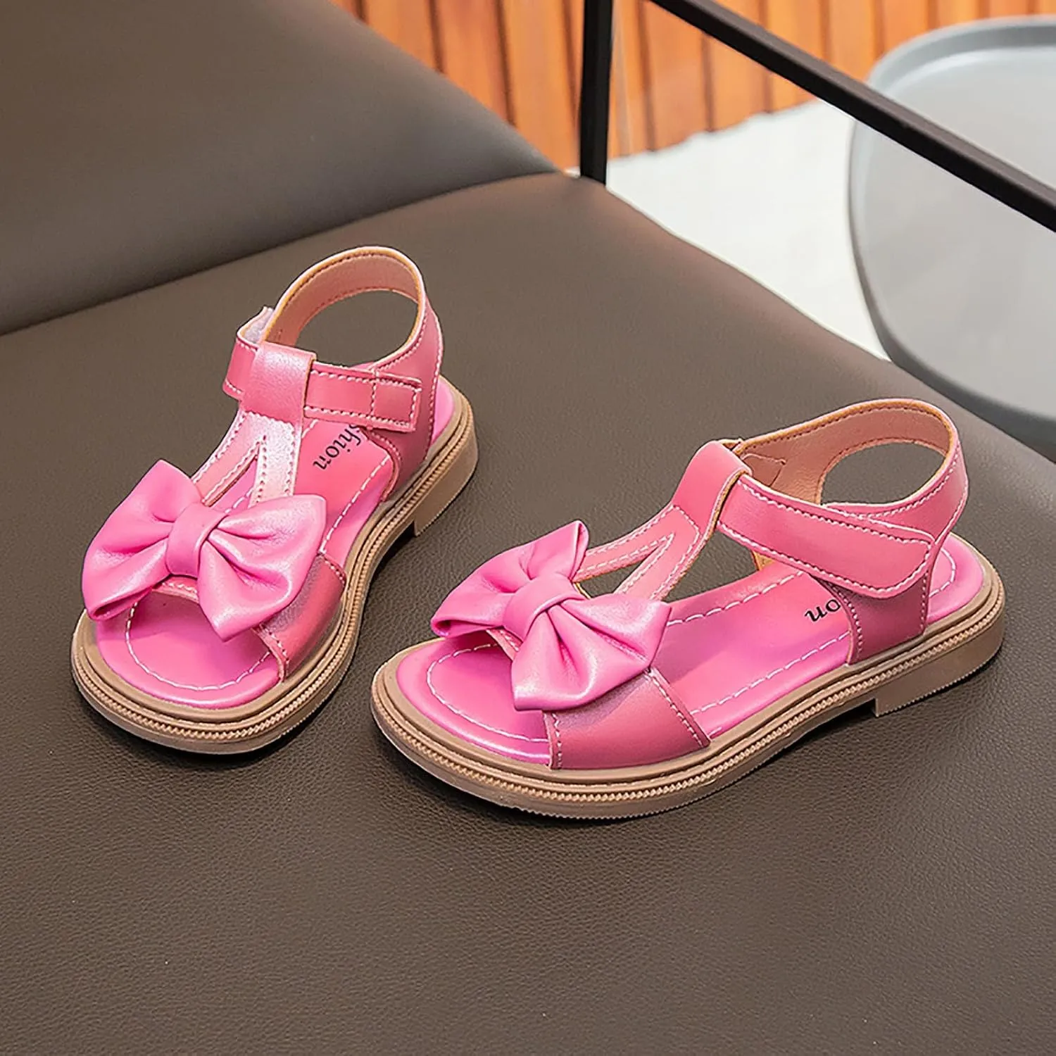 Girls Dress Sandals Kids Summer Bowknot Open Toe Ankle Straps School Princess Flat Sandal Wedding Flower Girl Shoes