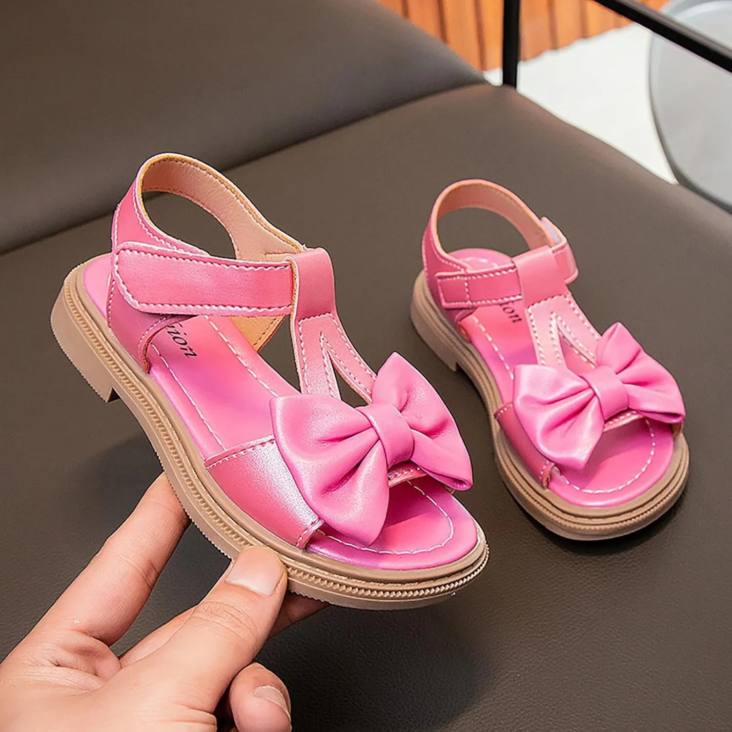 Girls Dress Sandals Kids Summer Bowknot Open Toe Ankle Straps School Princess Flat Sandal Wedding Flower Girl Shoes