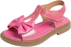 Girls Dress Sandals Kids Summer Bowknot Open Toe Ankle Straps School Princess Flat Sandal Wedding Flower Girl Shoes