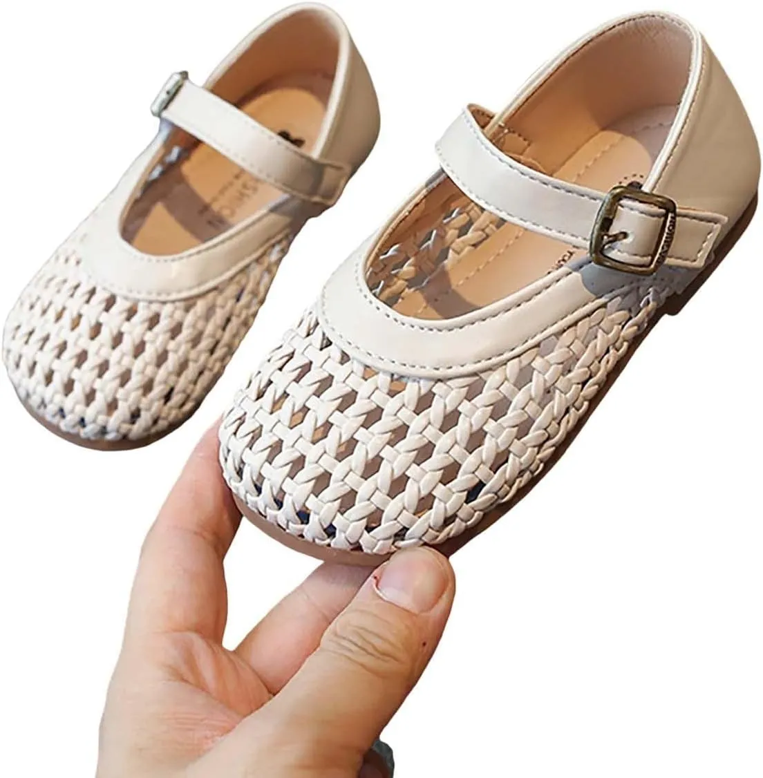 Girls Leather Sandals Close Toe Non Slip Adjustable Straps Outdoor Flats Shoes Kids Cute Summer School Sandals