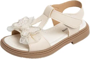 Girls Sandals for Kids Toddler Trendy Rhinestone Pearl Butterfly Open Toe Dress Shoes Wedding Summer Casual Sandals