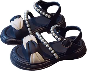 Girls Sandals for Toddler Kids Cute Open Toe Dress Shoes Wedding Birthday Summer Casual Pearl Straps Dressy Sandals