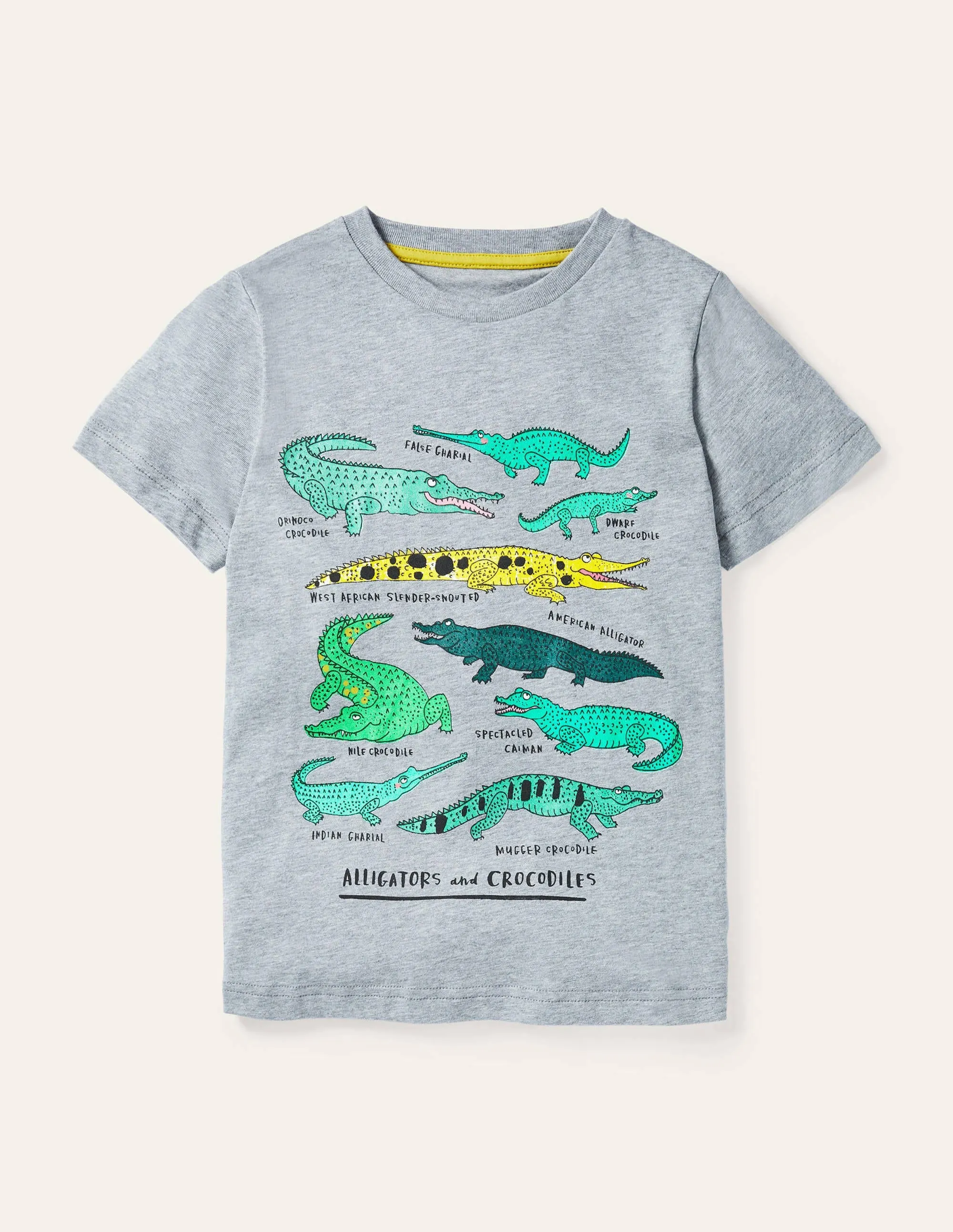 Graphic Animals T-shirt-Grey Marl Crocodiles