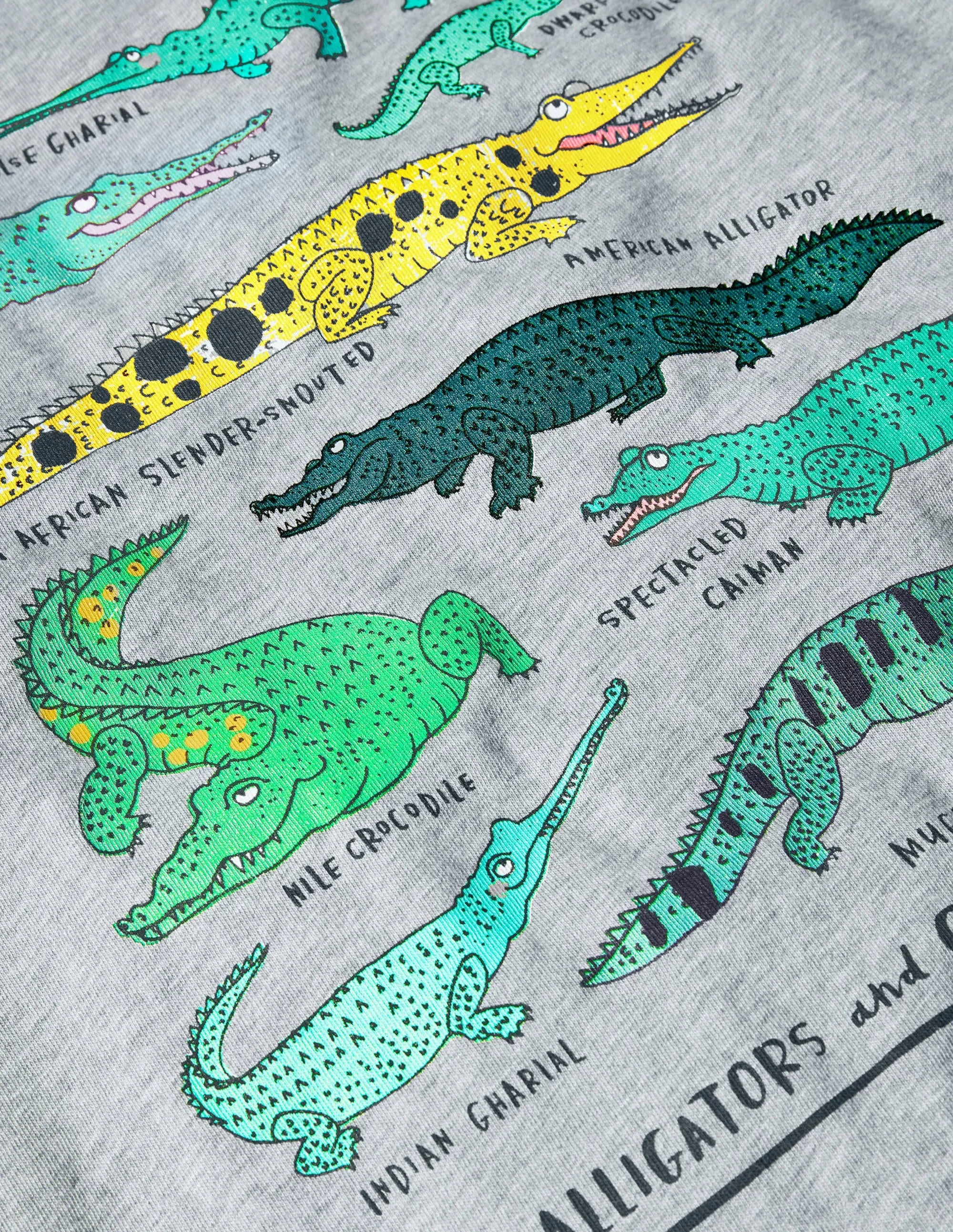 Graphic Animals T-shirt-Grey Marl Crocodiles