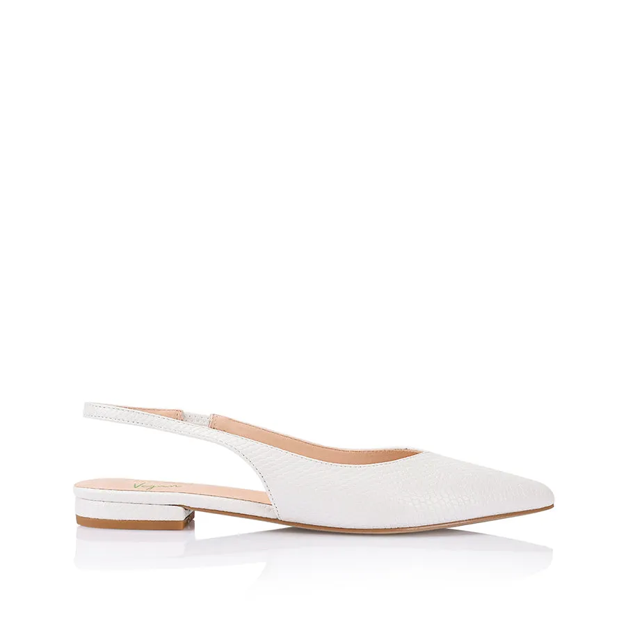 History Slingback Flats - Chalk White Snake
