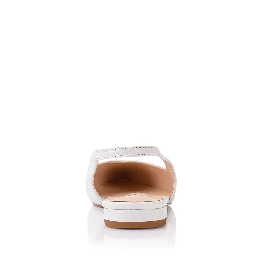 History Slingback Flats - Chalk White Snake