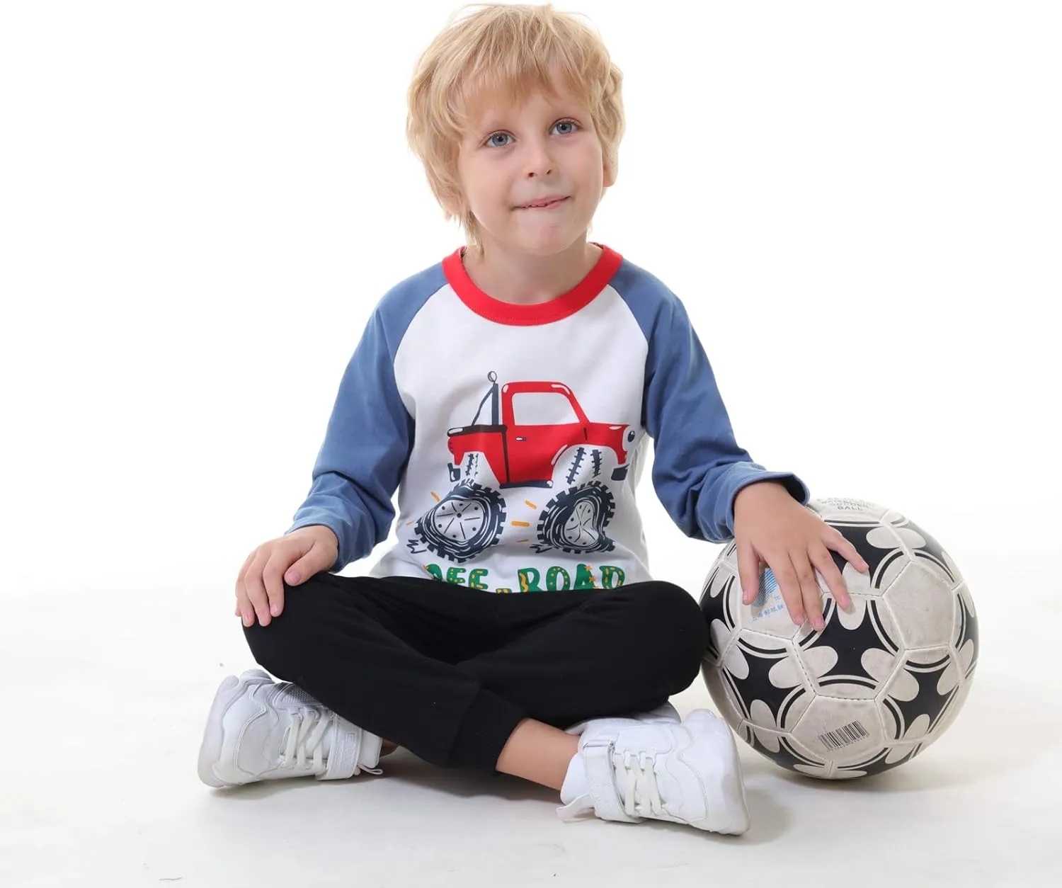 HZXVic Boys Long Sleeve Shirts Toddler T-Shirts Cotton Kids Crewneck Tops Graphic Tee 3-Pack