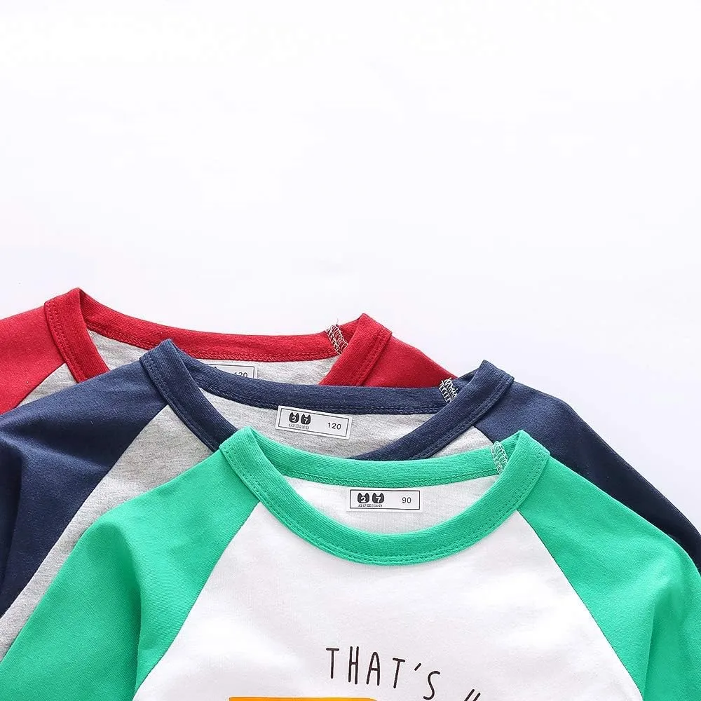 HZXVic Boys Long Sleeve Shirts Toddler T-Shirts Cotton Kids Crewneck Tops Graphic Tee 3-Pack