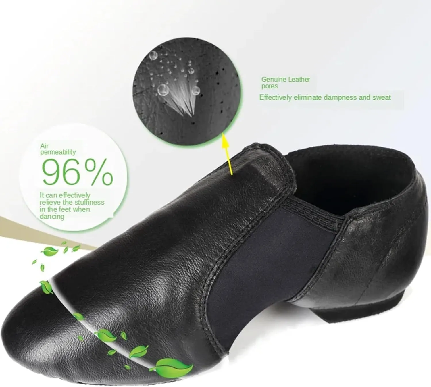 Jazz Shoes for Girls PU Leather Slip On Dance Shoes for Girls and Boys, Breathable & Durable for Dance Class & Performances(Black,44)