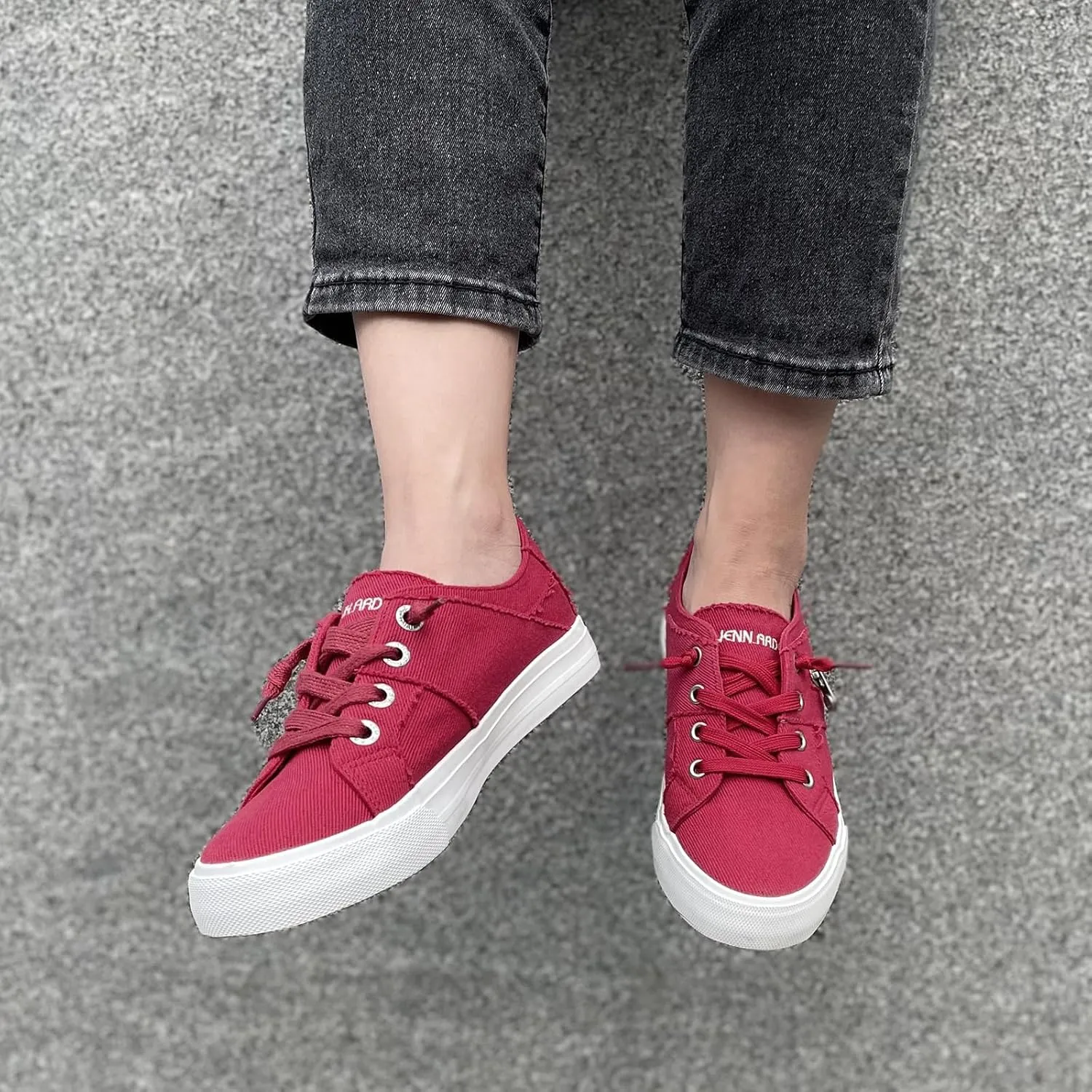 JENN ARDOR Women's Fashion Slip on Sneakers Tennis Shoes Non Slip Casual Canvas Shoes for Women Comfortable Walking Shoes Low Top Sneakers Flats with Zipper