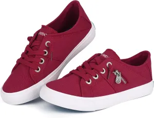 JENN ARDOR Women's Fashion Slip on Sneakers Tennis Shoes Non Slip Casual Canvas Shoes for Women Comfortable Walking Shoes Low Top Sneakers Flats with Zipper