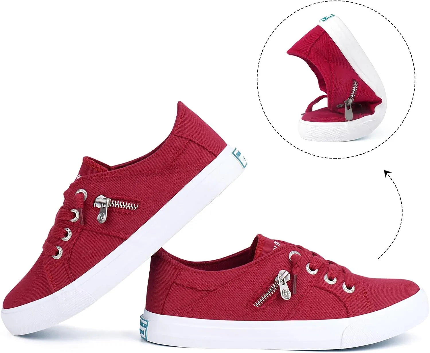 JENN ARDOR Women's Fashion Slip on Sneakers Tennis Shoes Non Slip Casual Canvas Shoes for Women Comfortable Walking Shoes Low Top Sneakers Flats with Zipper