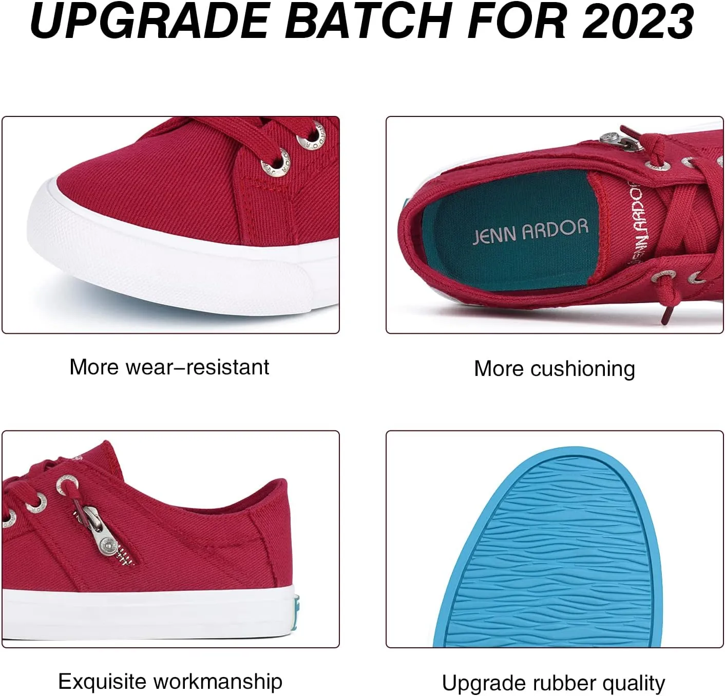 JENN ARDOR Women's Fashion Slip on Sneakers Tennis Shoes Non Slip Casual Canvas Shoes for Women Comfortable Walking Shoes Low Top Sneakers Flats with Zipper