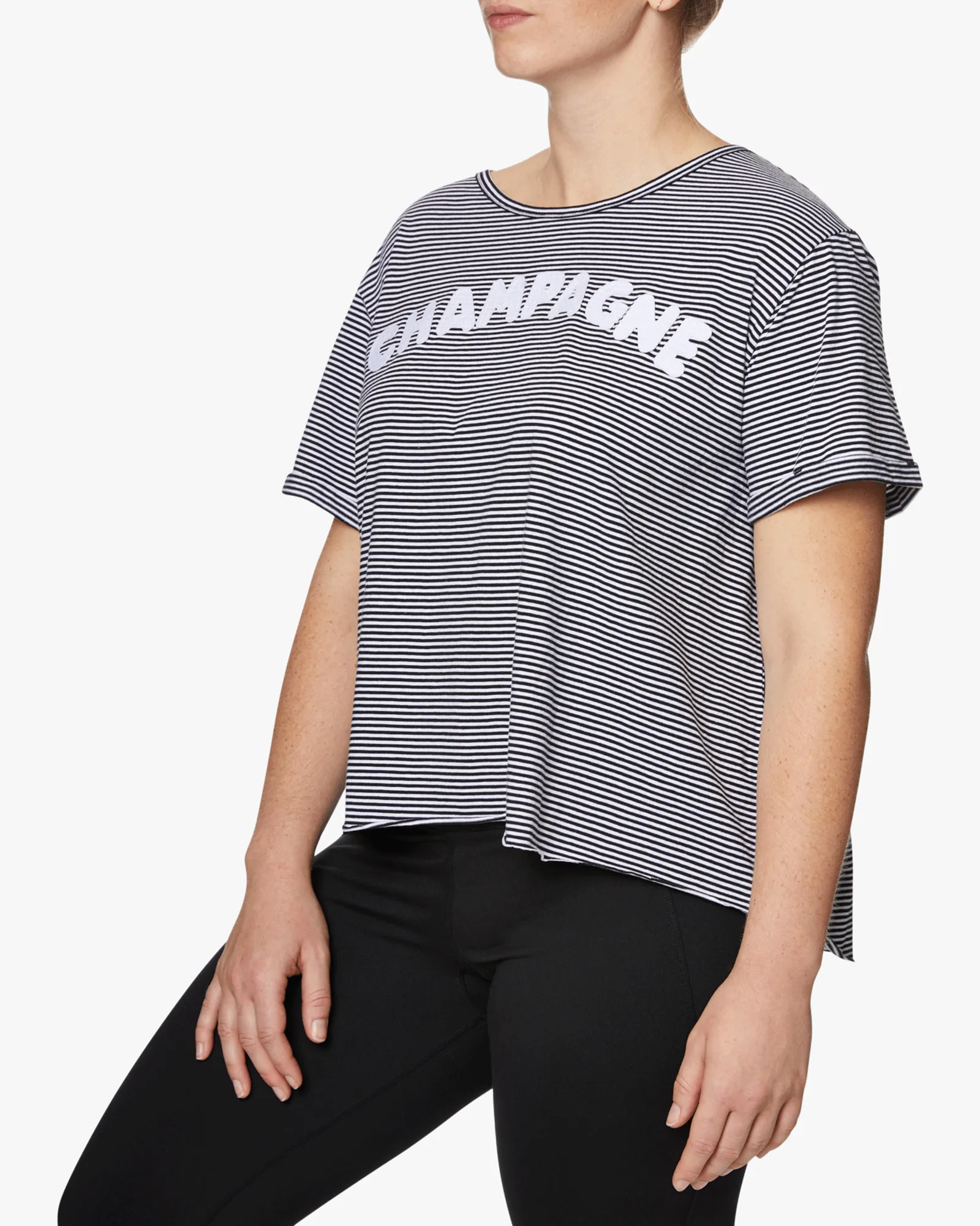 Jessie Champagne Tee | White / Black
