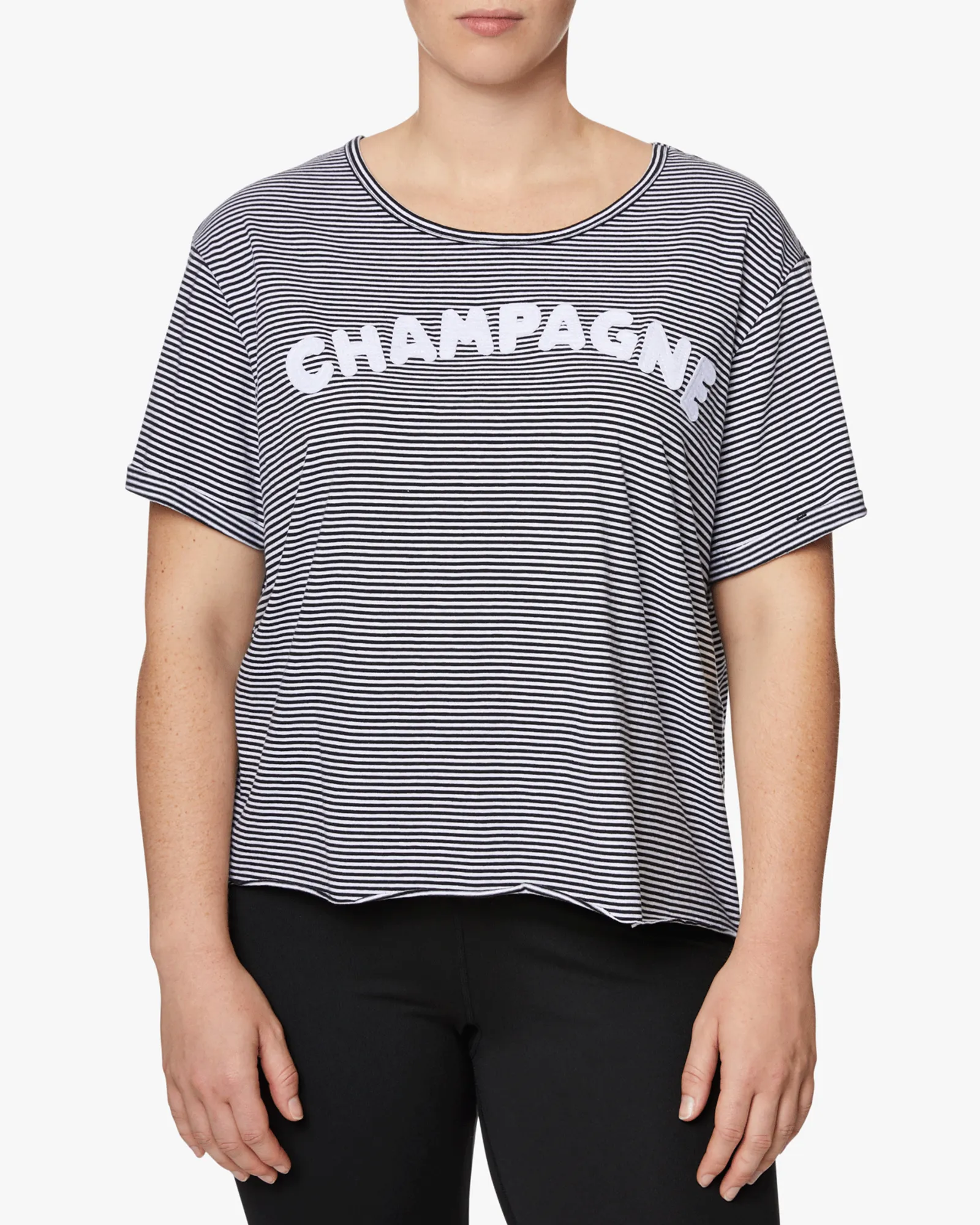 Jessie Champagne Tee | White / Black