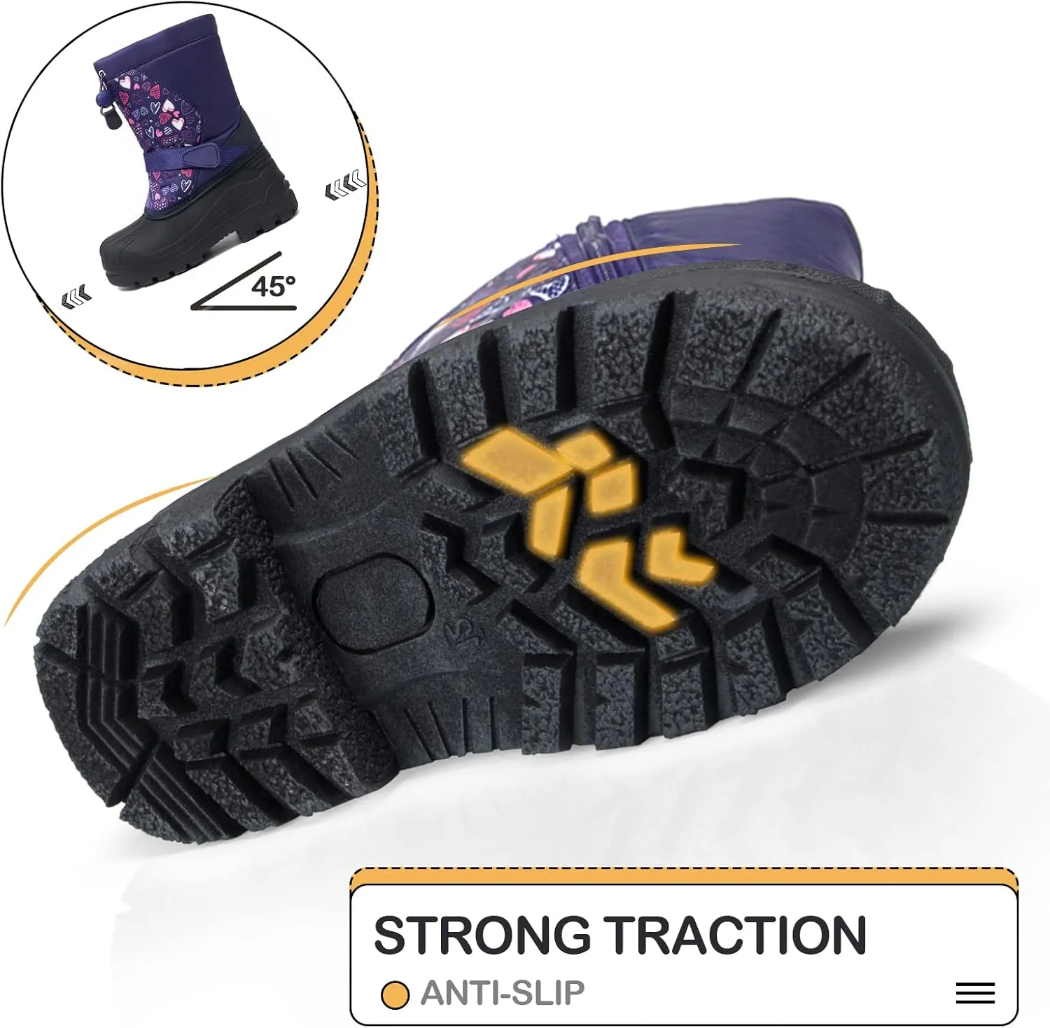 K KomForme Snow Boots for Boys & Girls Warm Waterproof Slip Resistant Winter Shoes (Toddler/Little Kid/Big Kid)