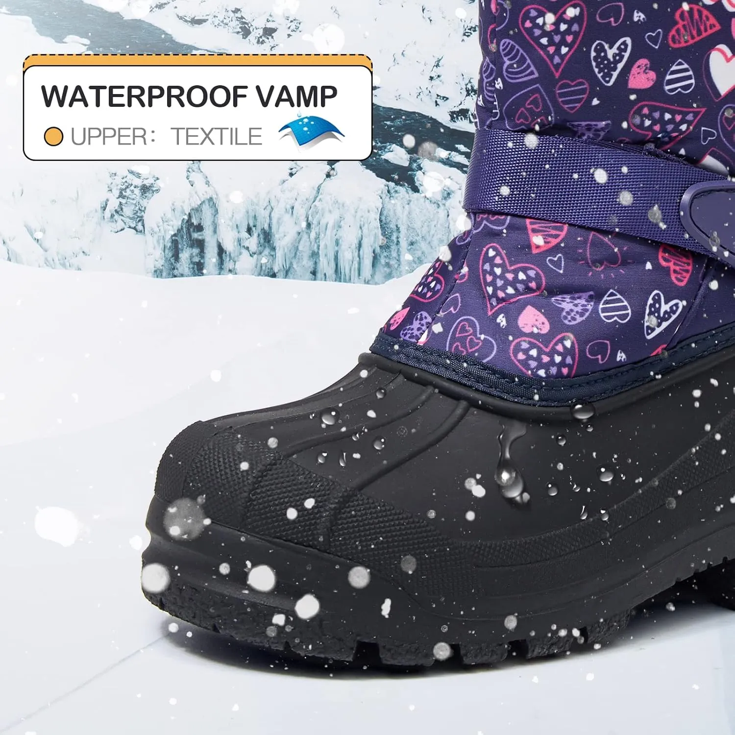 K KomForme Snow Boots for Boys & Girls Warm Waterproof Slip Resistant Winter Shoes (Toddler/Little Kid/Big Kid)