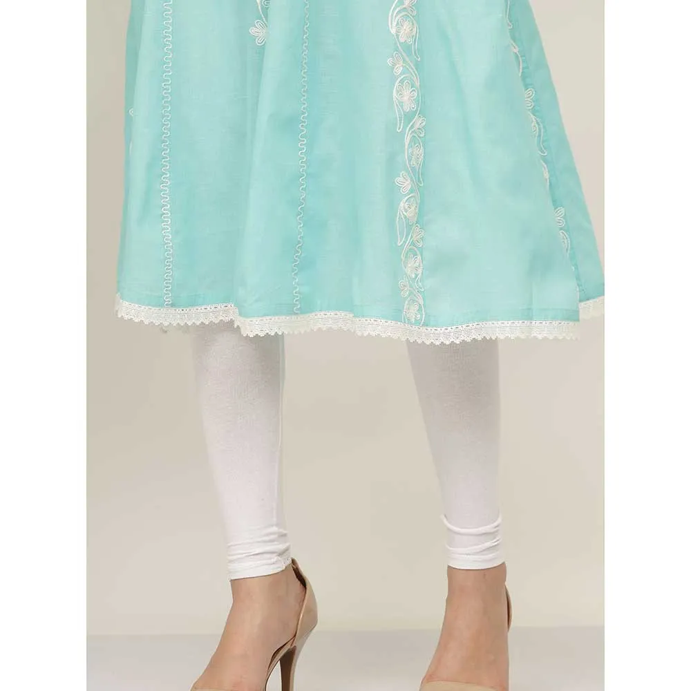 Kaanchie Nanggia Blue Embroidery Pure Cotton Kurta