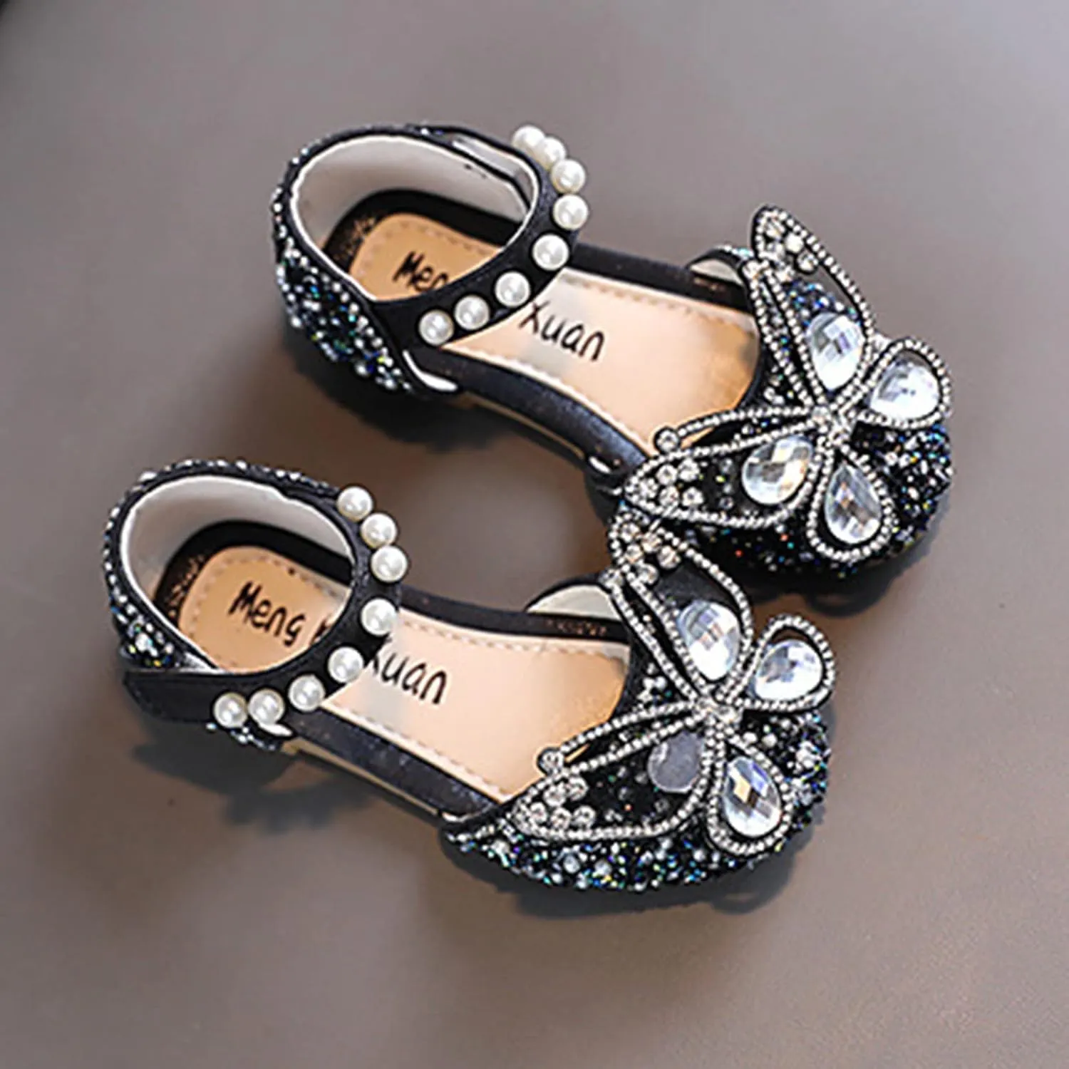 Kids Girls Sandal Bowknot Pearl Mary Jane Dress Shoes Kid Slip On Close Toe Sandal Wedding Party Glittler Shoes