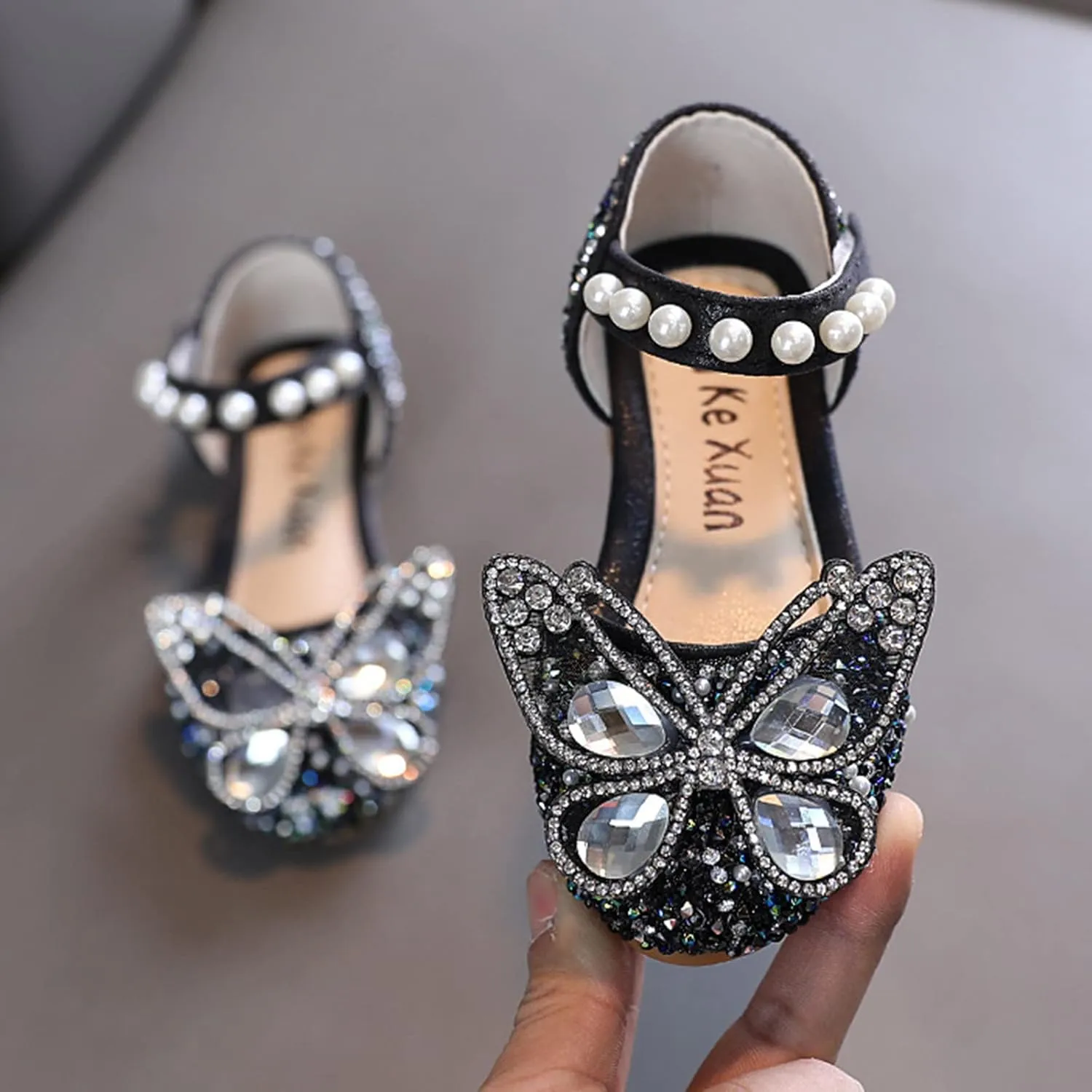 Kids Girls Sandal Bowknot Pearl Mary Jane Dress Shoes Kid Slip On Close Toe Sandal Wedding Party Glittler Shoes
