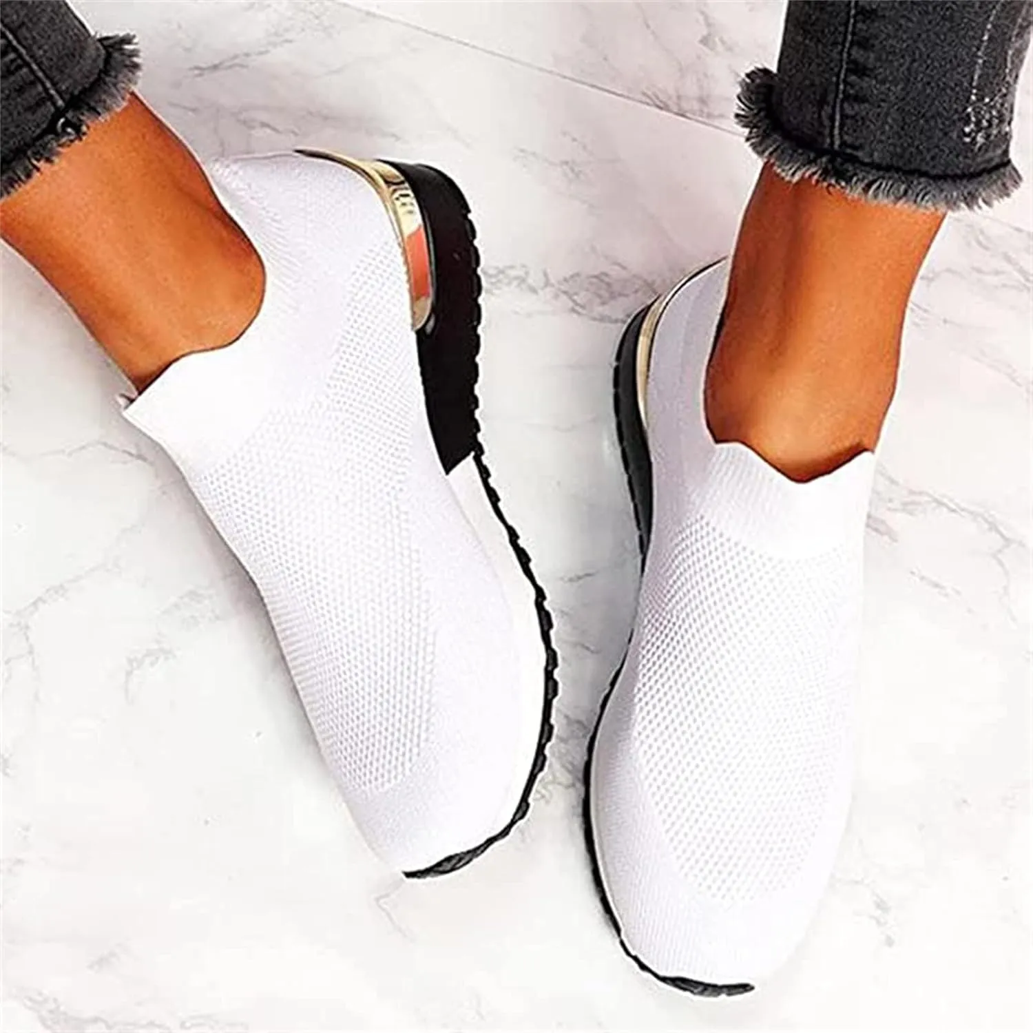 Ladmiple Running Shoes Womens Slip On Sneakers Breathable Lightweight Mesh Gym Shoes Non Slip Workout Walking Shoes