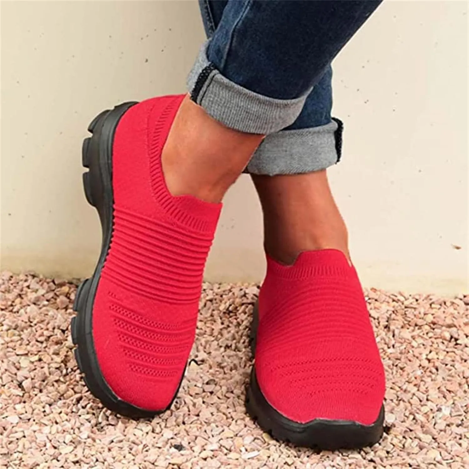 Ladmiple Shoes For Women Slip On Sneakers Running Shoes Non Slip Tennis Walking Sneakers Fashion Slip On Platform Shoes