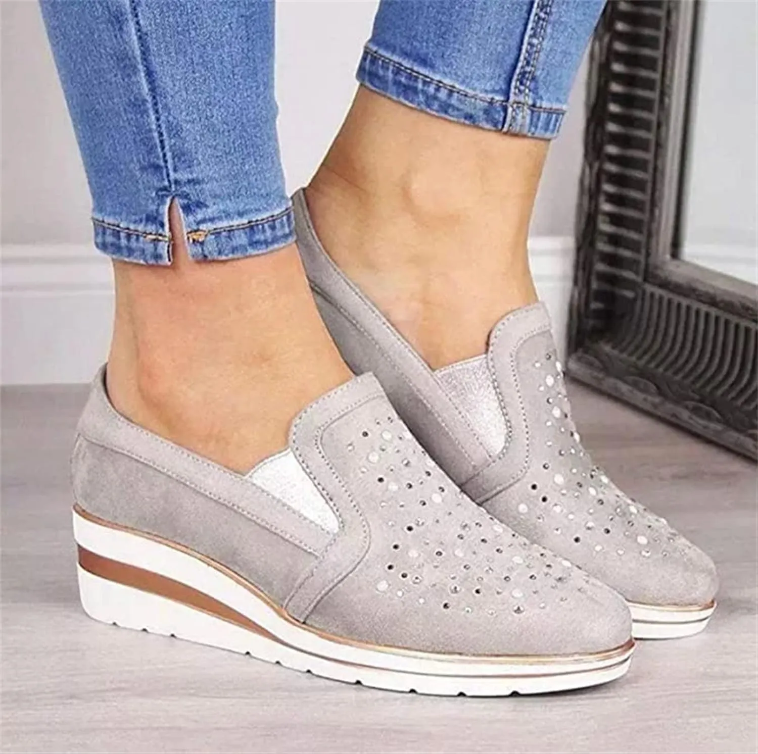 Ladmiple Sneakers For Women Comfortable Shoes Slip On Platform Shoes Fashion Dressy Casual Summer Walking Flats Loafers