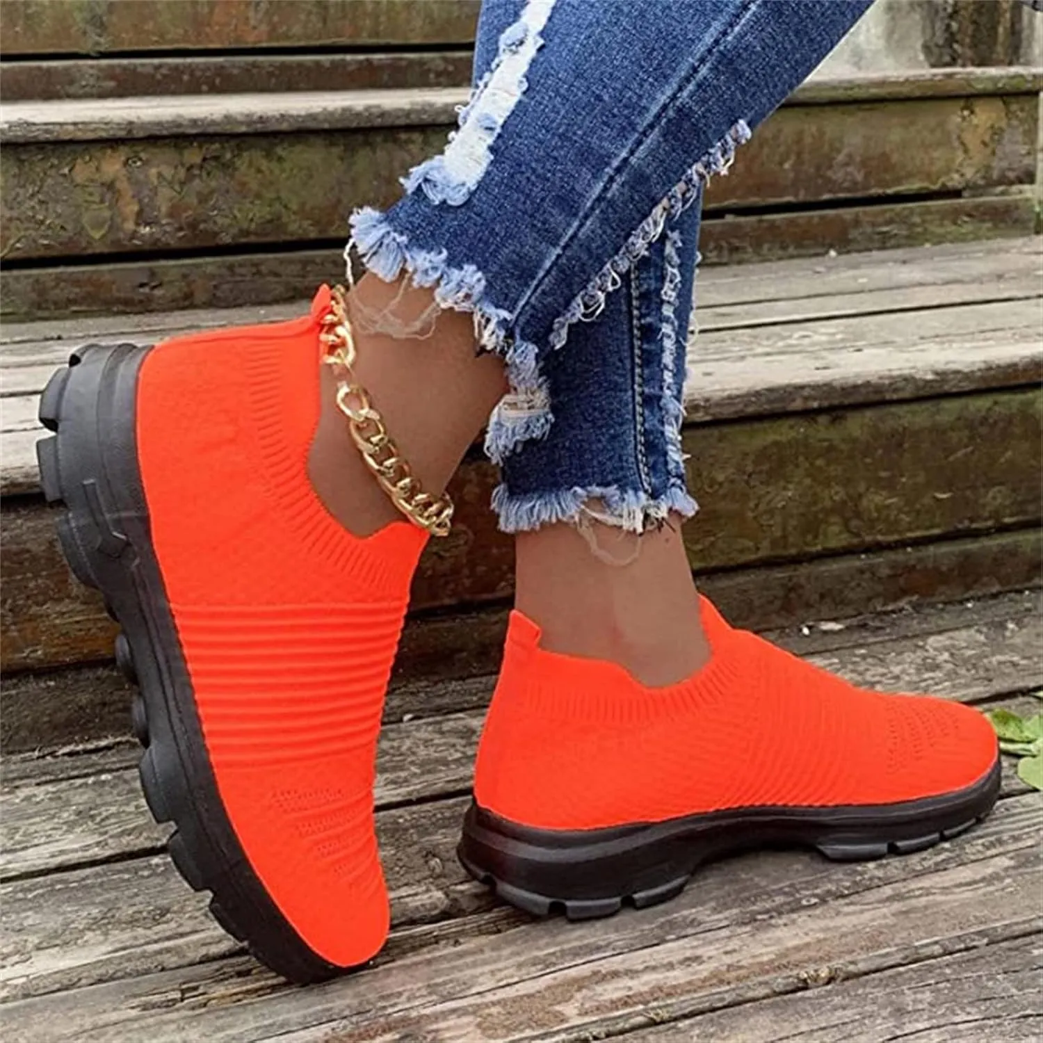 Ladmiple Walking Shoes Women Arch Support Slip On Sneakers Athletic Running Shoes Casual Comfortable Tennis Workout Sneakers