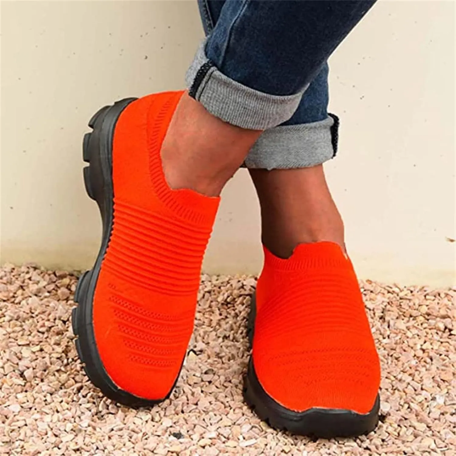 Ladmiple Walking Shoes Women Arch Support Slip On Sneakers Athletic Running Shoes Casual Comfortable Tennis Workout Sneakers