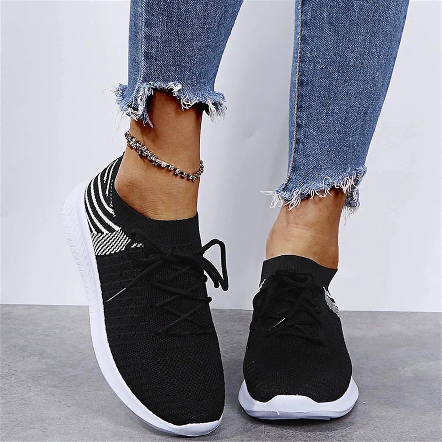 Ladmiple Walking Shoes Women Comfort Slip On Lightweight Sock Sneakers Non Slip Casual Fashion Running Tennis Gym Shoes