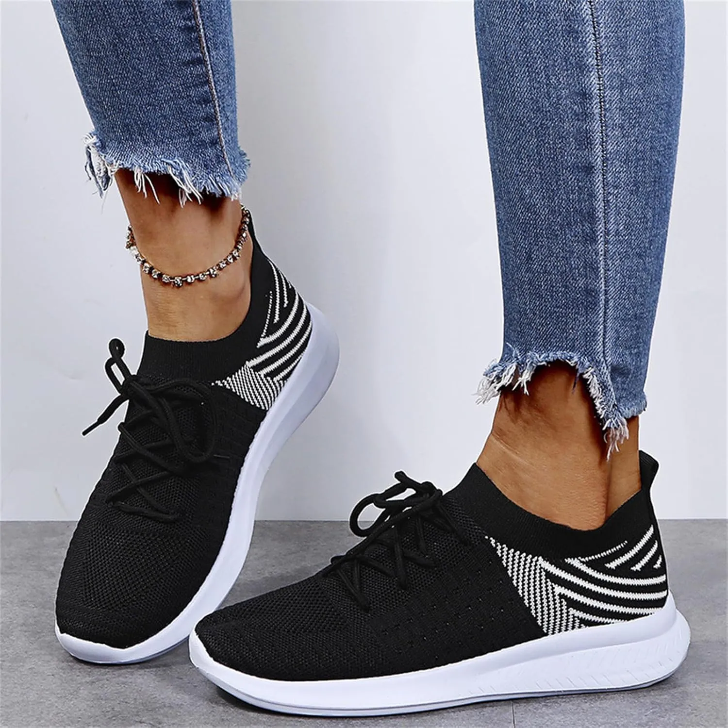 Ladmiple Walking Shoes Women Comfort Slip On Lightweight Sock Sneakers Non Slip Casual Fashion Running Tennis Gym Shoes