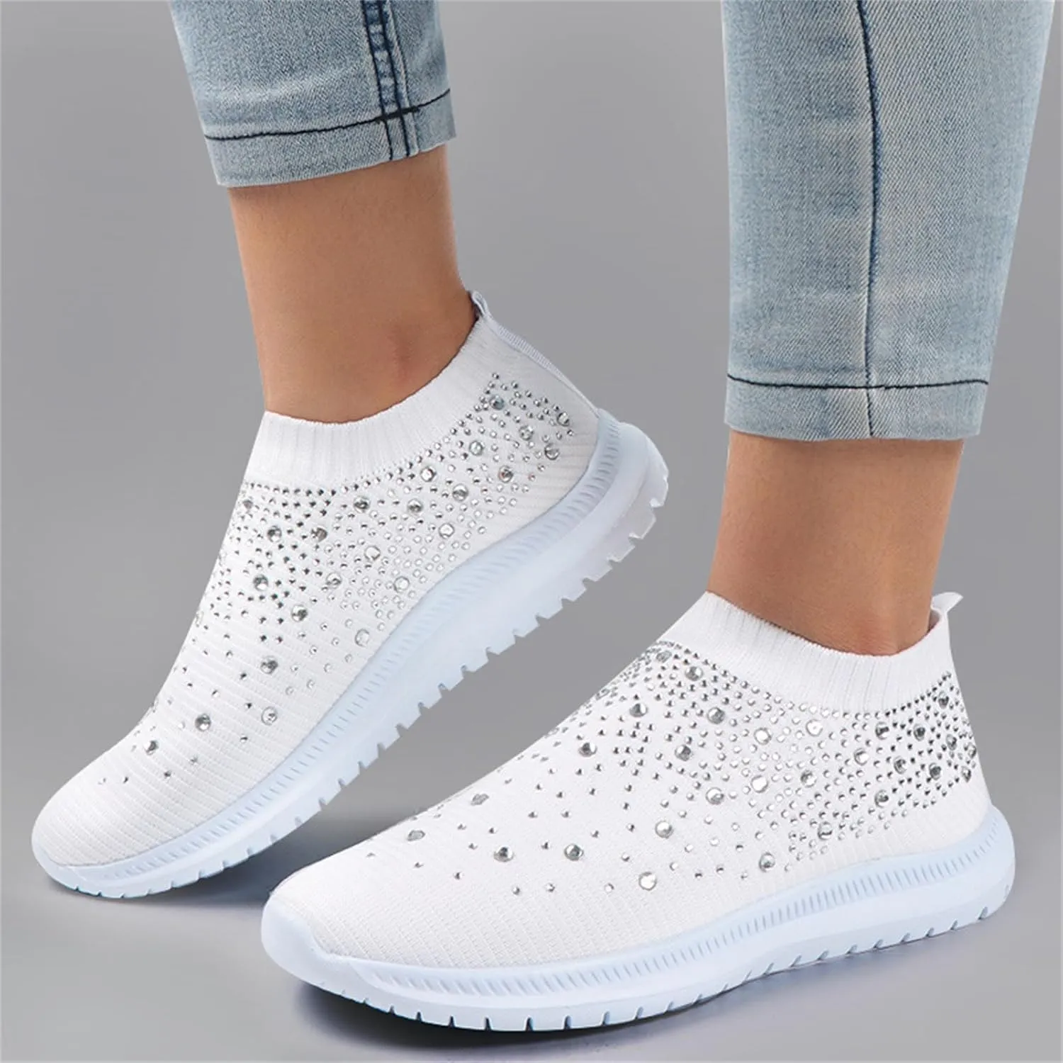 Ladmiple Walking Shoes Women Slip On Lightweight Breathable Running Mesh Gym Shoes Non Slip Workout Fashion Sneakers