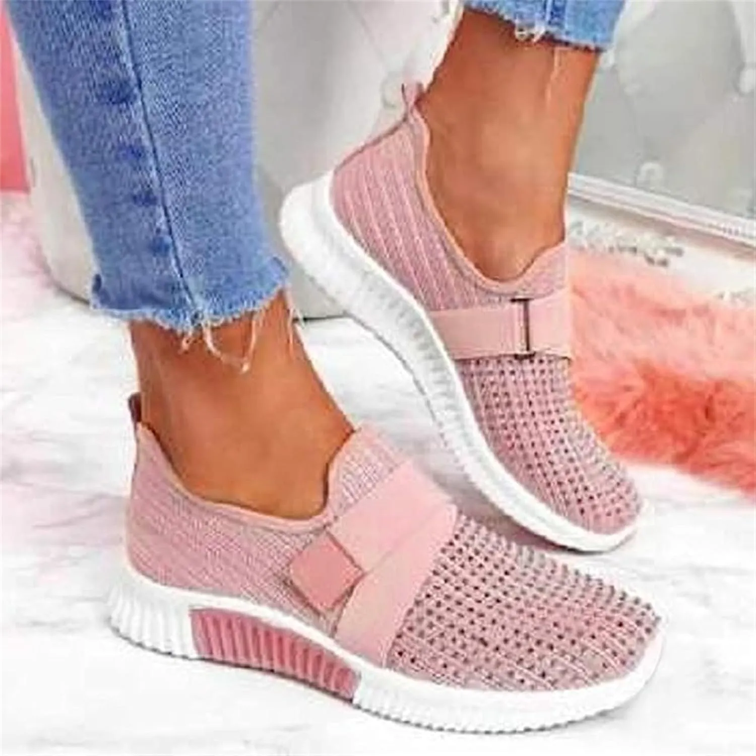 Ladmiple Walking Shoes Women Slip On Lightweight Breathable Tennis Shoes Athletic Sneakers for Running Gym Workout