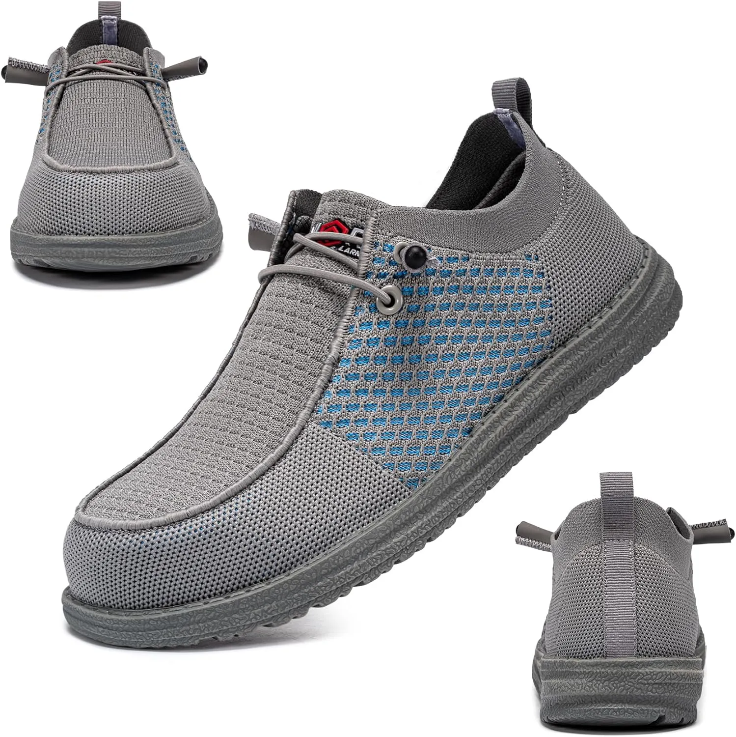 LARNMERN Slip On Steel Toe Shoes Men Lightweight Comfortable Lounging Walking Sneakers Steel Toe Loafers