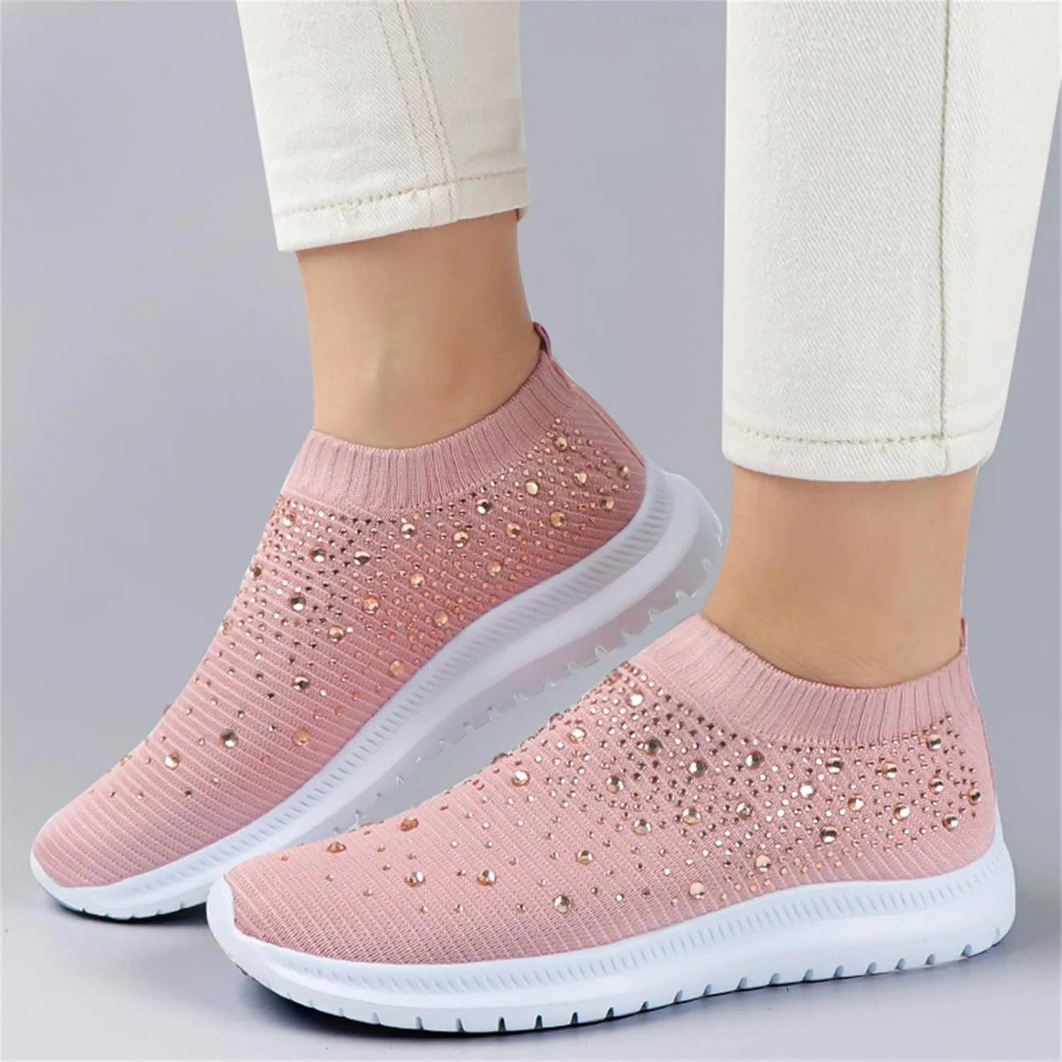 Lausiuoe Running Shoes For Women Arch Support Walking Tennis Shoes Slip On Memory Foam Lightweight Casual Gym Sneakers