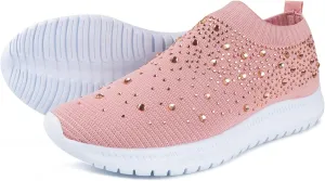 Lausiuoe Running Shoes For Women Arch Support Walking Tennis Shoes Slip On Memory Foam Lightweight Casual Gym Sneakers