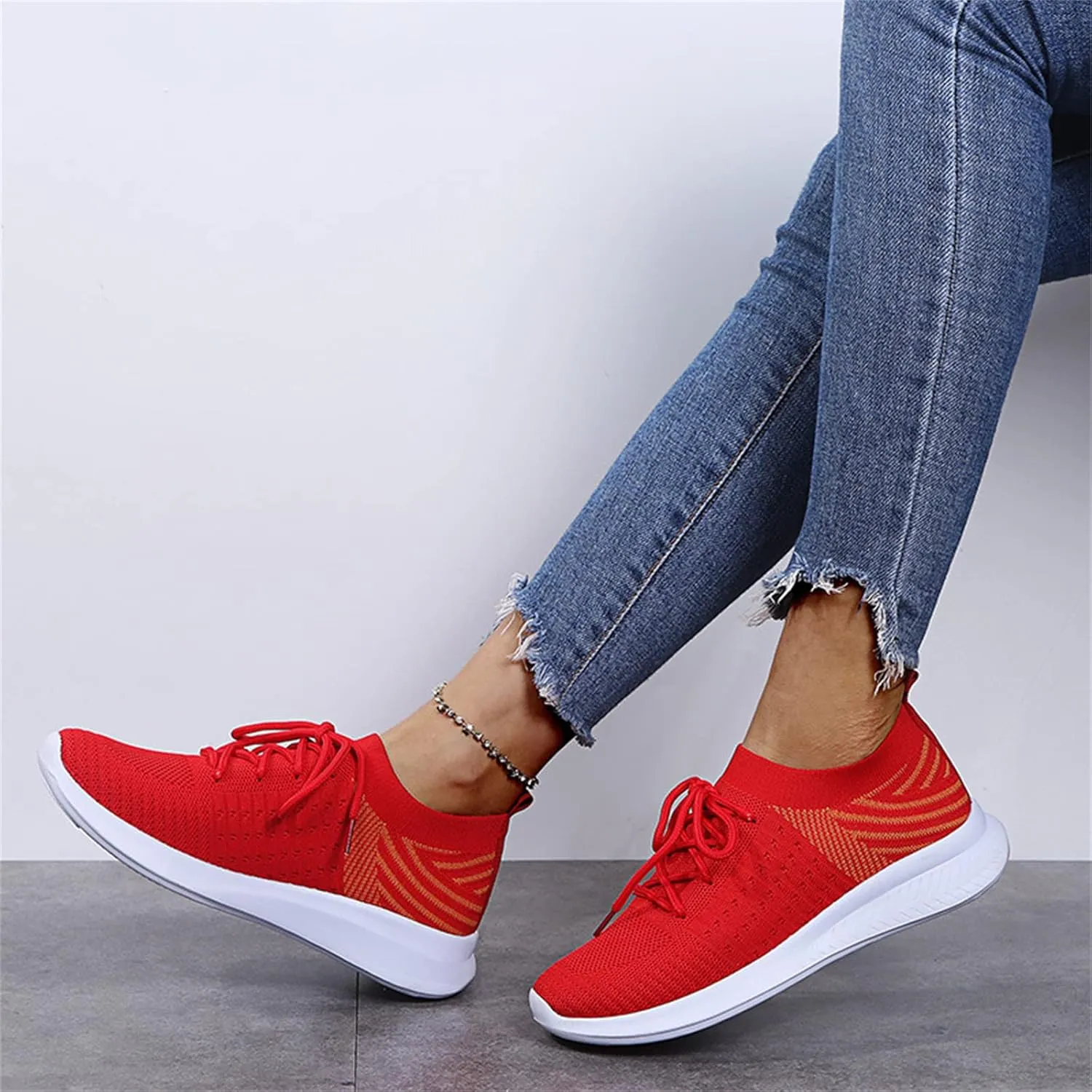 Lausiuoe Slip On Sneakers Women Wide Width Walking Running Shoes Ladies Slip-on Mesh Lightweight Breathable Tennis Shoes