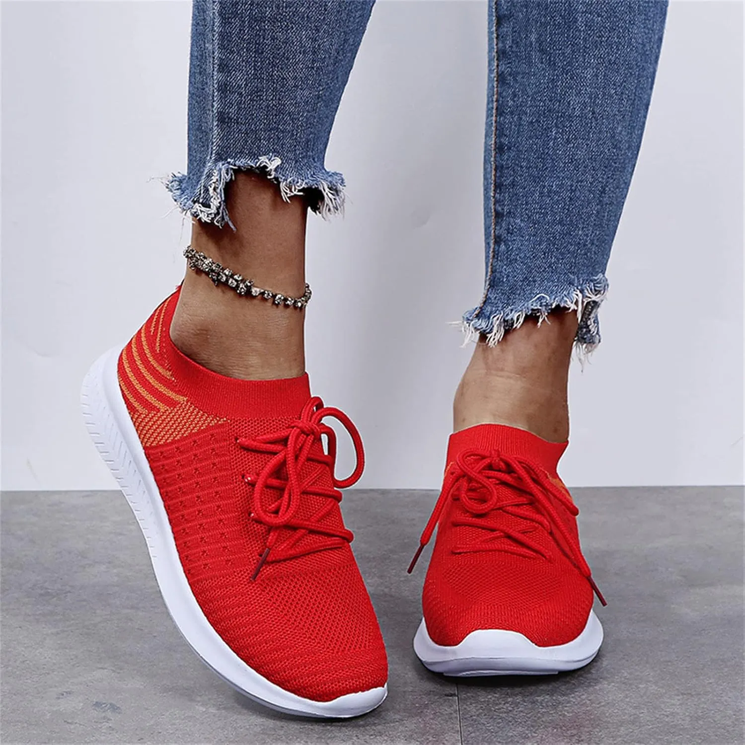 Lausiuoe Slip On Sneakers Women Wide Width Walking Running Shoes Ladies Slip-on Mesh Lightweight Breathable Tennis Shoes