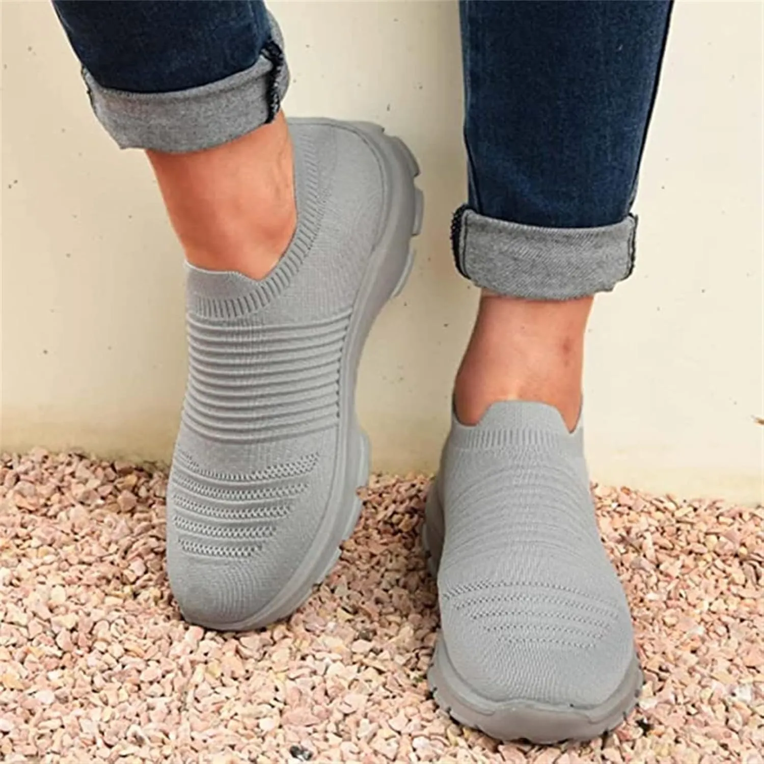 Lausiuoe Sneakers For Women Walking Shoes Comfortable Fashion Lightweight Casual Mesh Slip On Sneakers for Running Gym