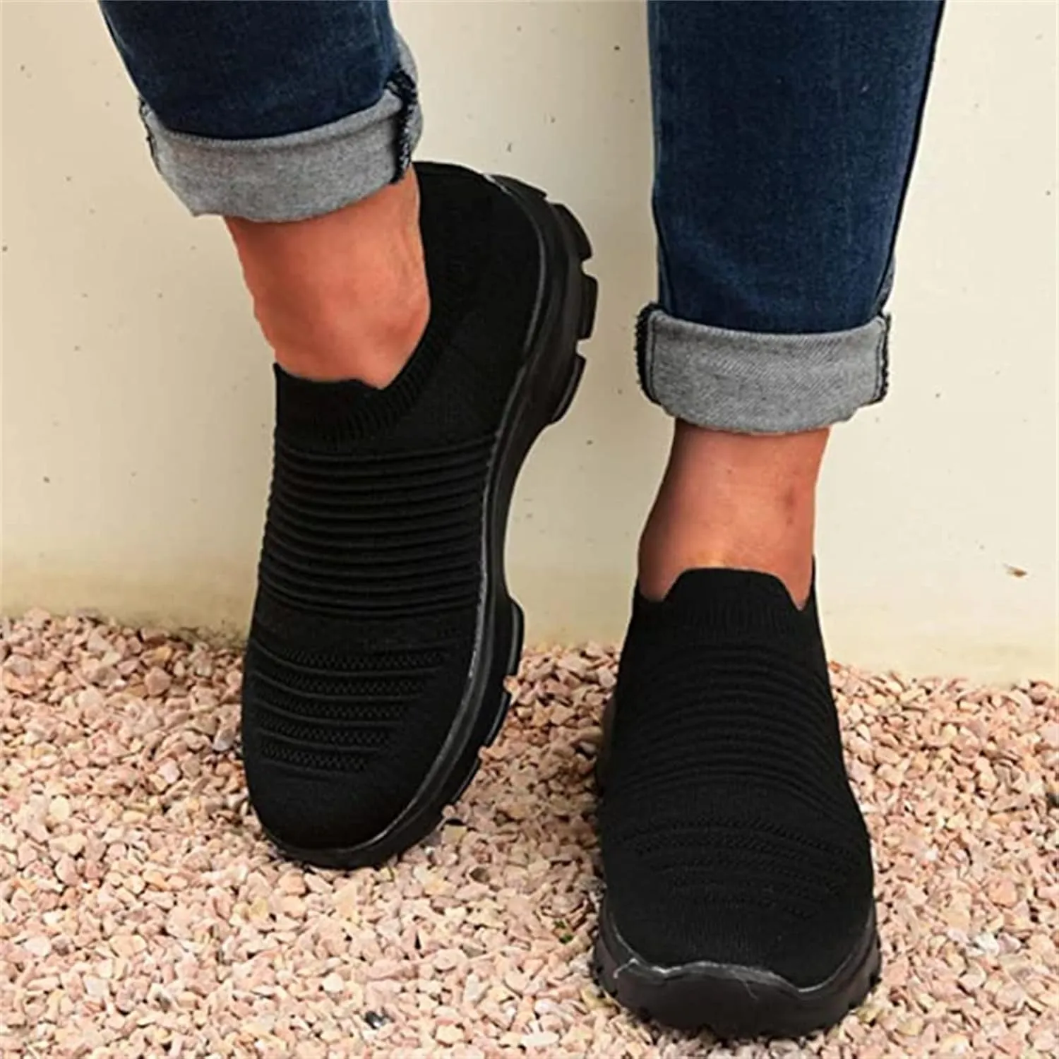Lausiuoe Sneakers For Women Walking Shoes Comfortable Fashion Lightweight Casual Mesh Slip On Sneakers for Running Gym