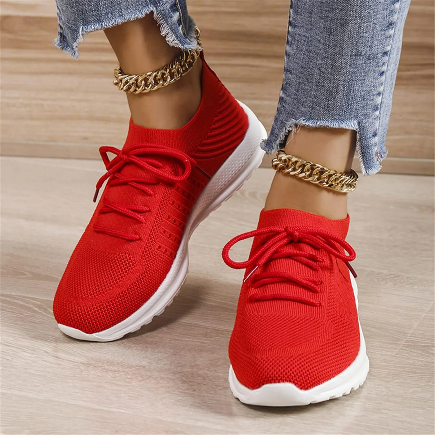 Lausiuoe Sneakers For Women Walking Shoes Slip On Running Shoes Athletic Tennis Fashion Lightweight Mesh Sock Sneakers