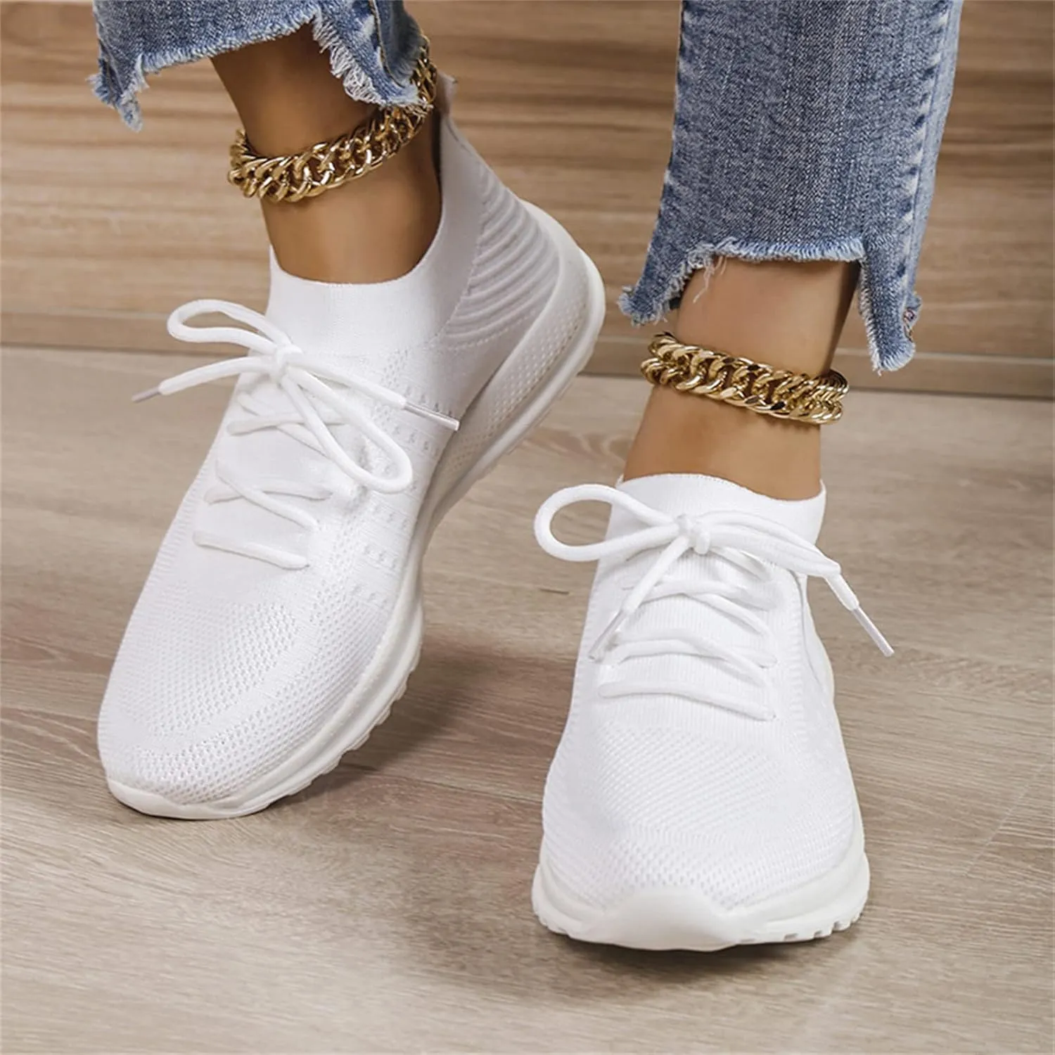 Lausiuoe Sneakers For Women Walking Shoes Slip On Running Shoes Athletic Tennis Fashion Lightweight Mesh Sock Sneakers