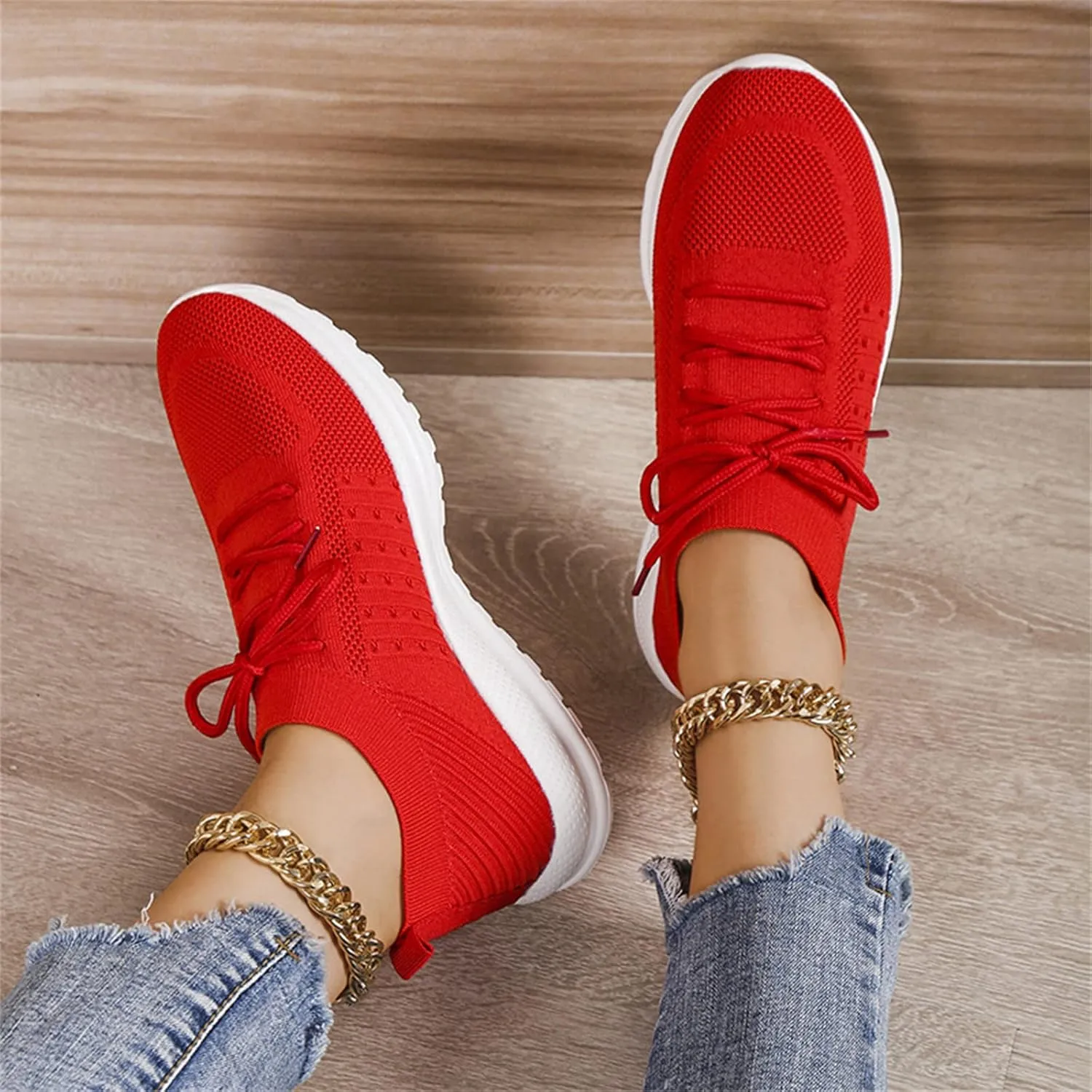 Lausiuoe Sneakers For Women Walking Shoes Slip On Running Shoes Athletic Tennis Fashion Lightweight Mesh Sock Sneakers