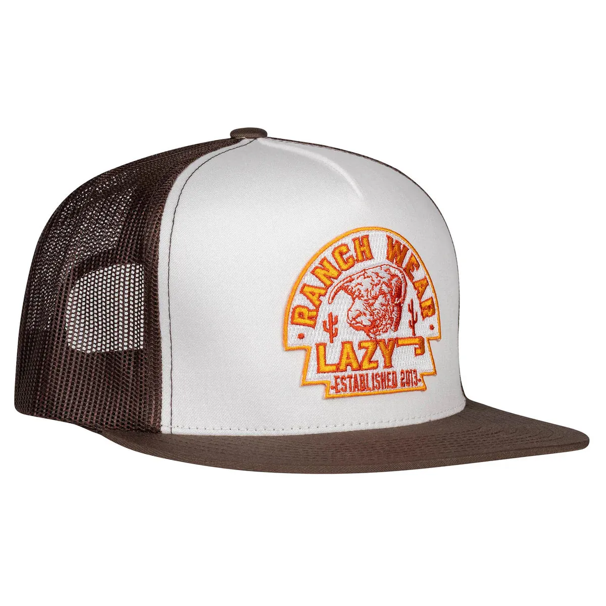 Lazy J Ranch White & Brown Rusty Arrowhead Trucker Cap