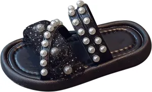 Little Girls Summer Outdoor Sandals Pearl Lace Style Princess Shoes Soft Bottom Non Slip Beach Dress Shoes
