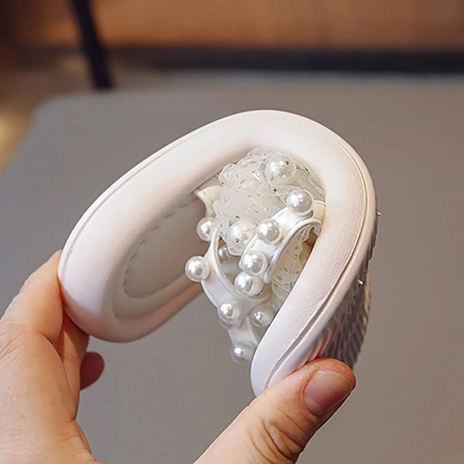 Little Girls Summer Outdoor Sandals Pearl Lace Style Princess Shoes Soft Bottom Non Slip Beach Dress Shoes